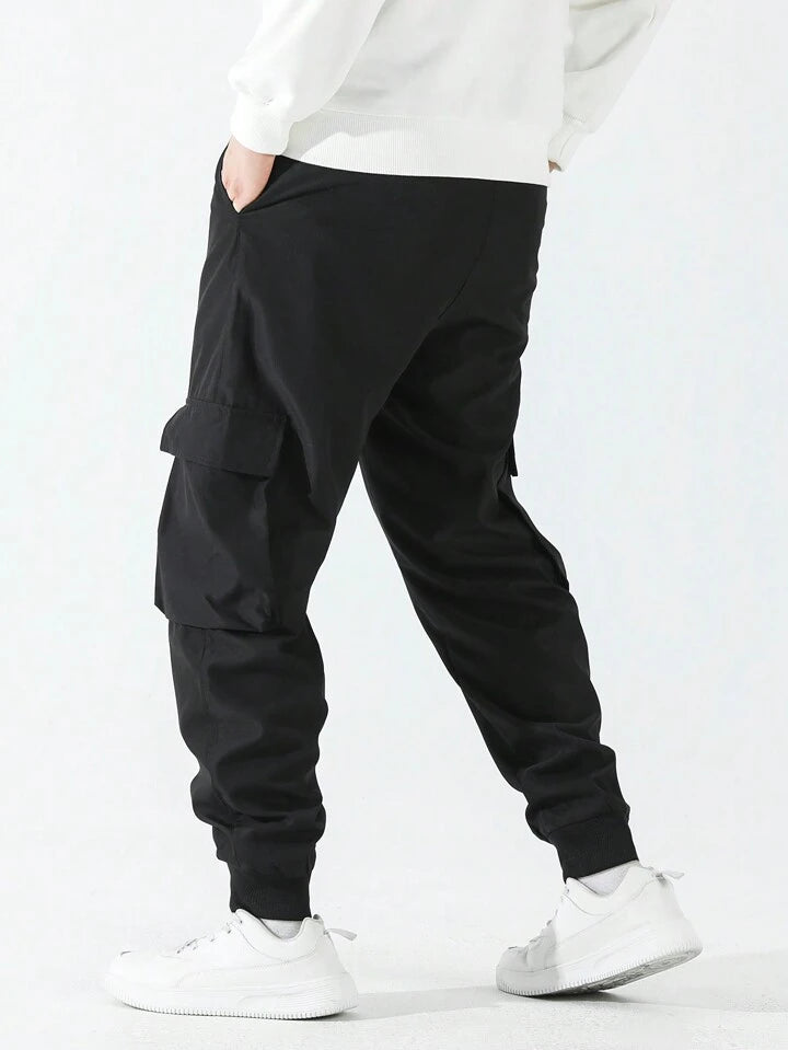 Мъжки Ежедневни Карго Панталони С Щампа И Странични Джобове