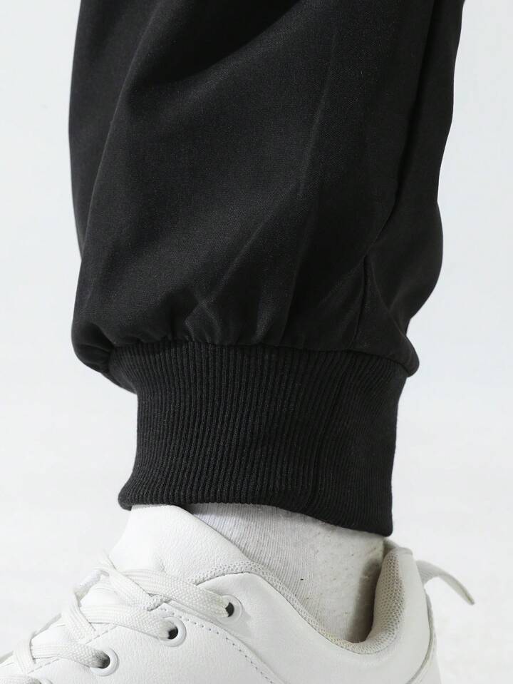 Мъжки Ежедневни Карго Панталони С Щампа И Странични Джобове