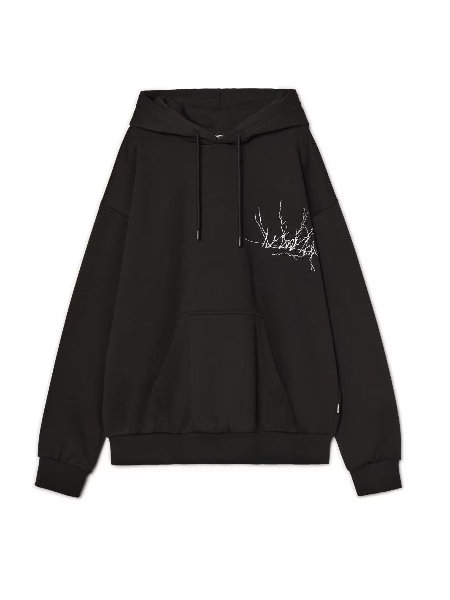 Черен суитшърт с качулка и принт